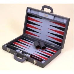 Backgammon Cuir Gris Anthracite 50cm -Variantes Boutique backgammon cuir gris anthracite grand jeu 2