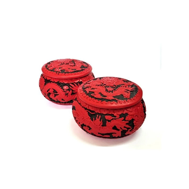 Bols De Go Laqués Et Sculptés - Motif Dragon 5 Bols De Go Laqués Et Sculptés - Motif Dragon – Image 3