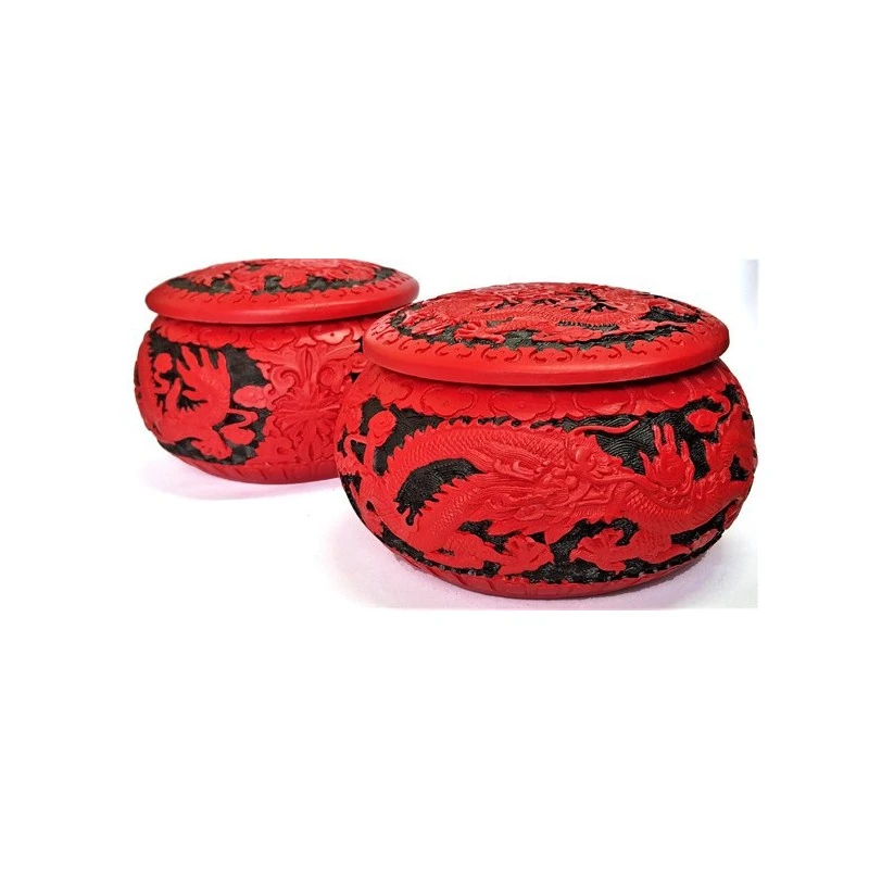 Bols De Go Laqués Et Sculptés - Motif Dragon 3 Bols De Go Laqués Et Sculptés - Motif Dragon