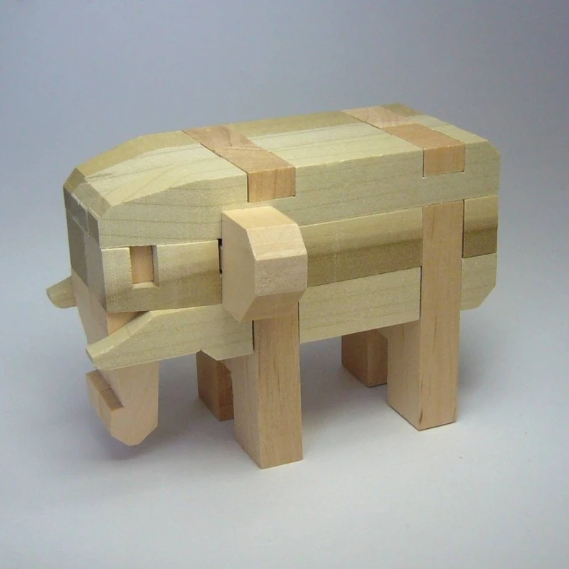 Casse-tête Ou Puzzle Japonais Traditionnel En Bois "Elephant" 5 Casse-tête Ou Puzzle Japonais Traditionnel En Bois "Elephant" – Image 3