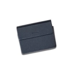 Etui Double Pour Cartes En Cuir Véritable - Bleu Marine