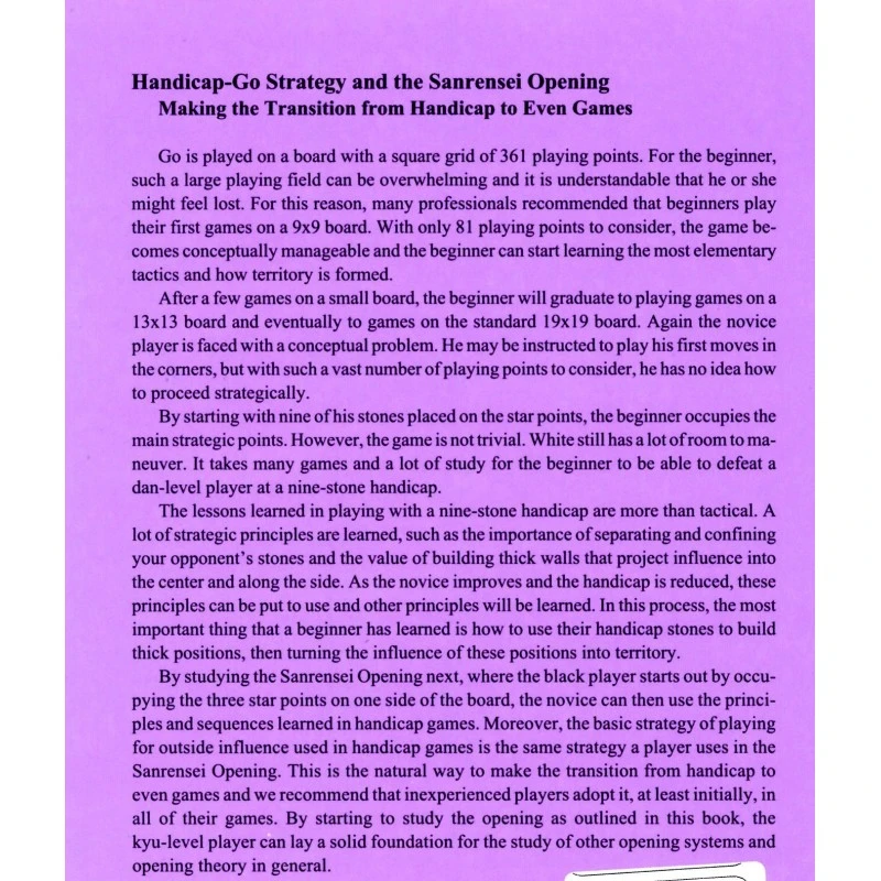 Handicap-Go Strategy And The Sanrensei Opening 3 Handicap-Go Strategy And The Sanrensei Opening
