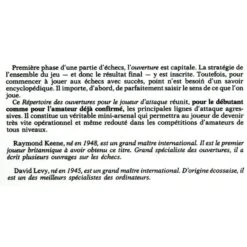 LEVY, KEENE - Répertoire Des Ouvertures Pour Le Joueur D'Attaque -Variantes Boutique levy keene repertoire des ouvertures pour le joueur d attaque 1
