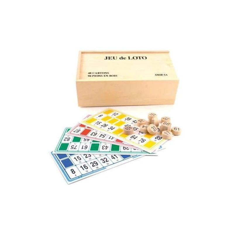Loto Coffret Pions Bois + 48 Cartes 3 Loto Coffret Pions Bois + 48 Cartes