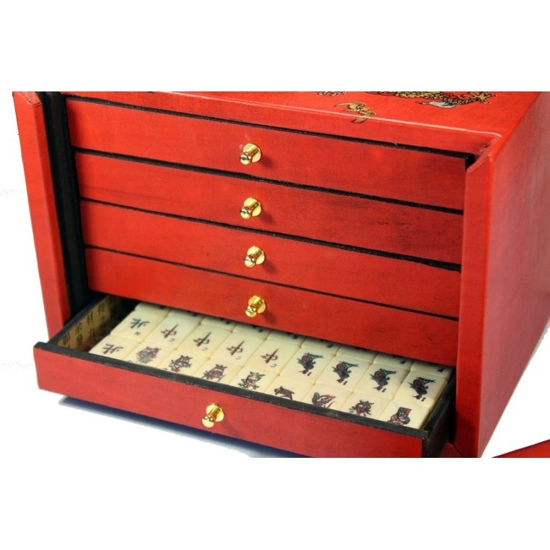 Mah-Jong Luxe Tuiles Os Et Bambou Coffret Chinois Bois Peint 9 Mah-Jong Luxe Tuiles Os Et Bambou Coffret Chinois Bois Peint – Image 7