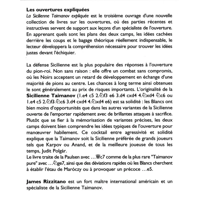 RIZZITANO - La Sicilienne Taimanov Expliquée 4 RIZZITANO - La Sicilienne Taimanov Expliquée – Image 2
