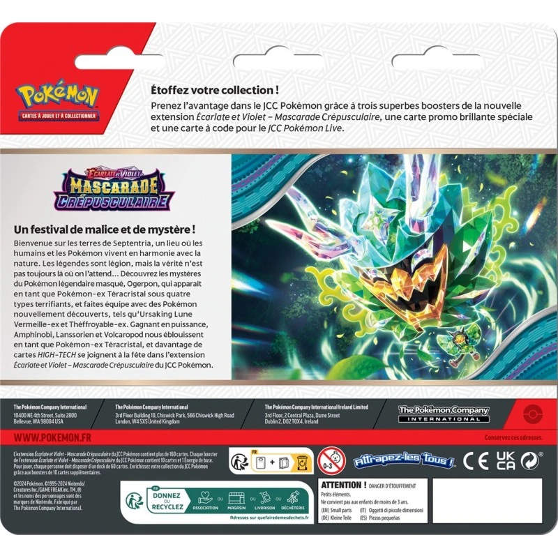 Coffret 3 Boosters Pokemon : Mascarade Crépusculaire 5 Coffret 3 Boosters Pokemon : Mascarade Crépusculaire – Image 3
